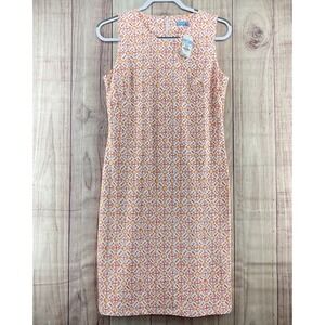 NEW‎ J McLaughlin Slvless Sophia Shift Dress Orange White Coral Hannover Sz S